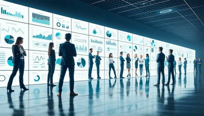 Illustration zu digitaler Kommunikation und KI-gestützter Prozessoptimierung Illustration zu digitaler Kommunikation und KI-gestützter Prozessoptimierung